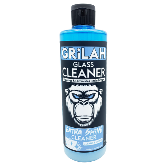 A bottle of grilah extra shine cleaner